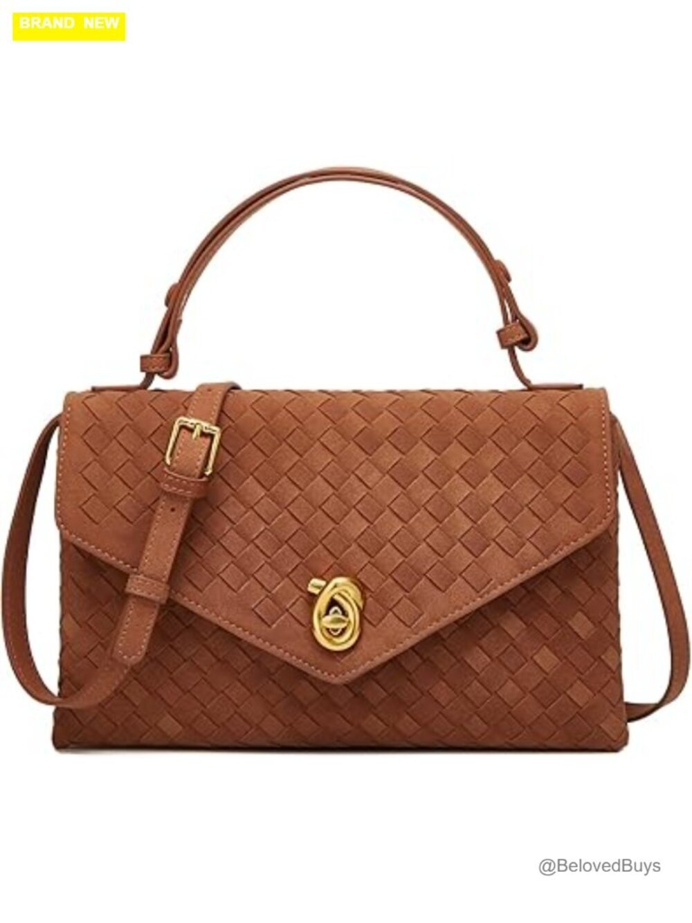 Faux Suede Woven Hobo Bag Crossbody Purse Turn-Lock